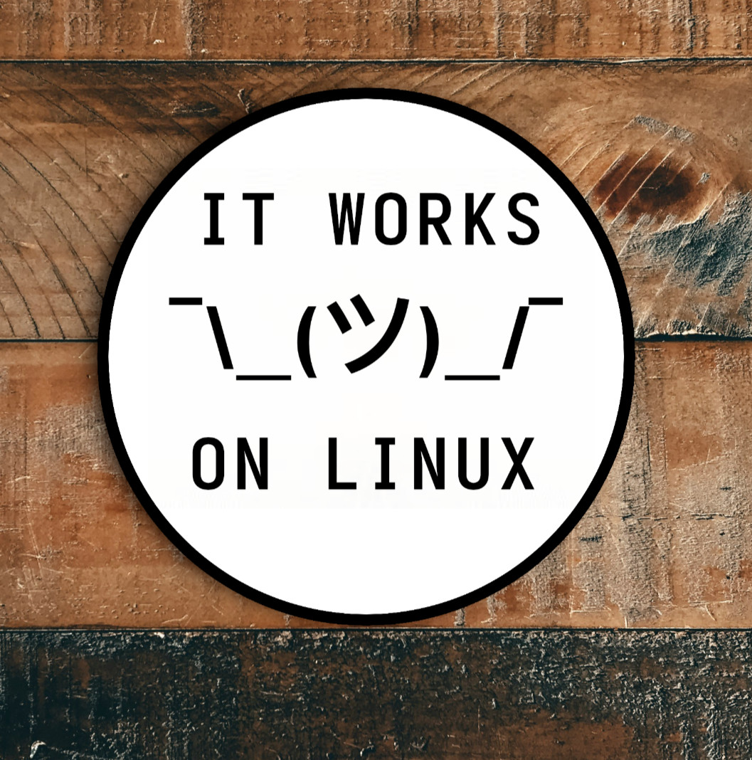 It Works on Linux Sticker – Funny ASCII Shrug Meme – Programmer & Sysadmin Lapto