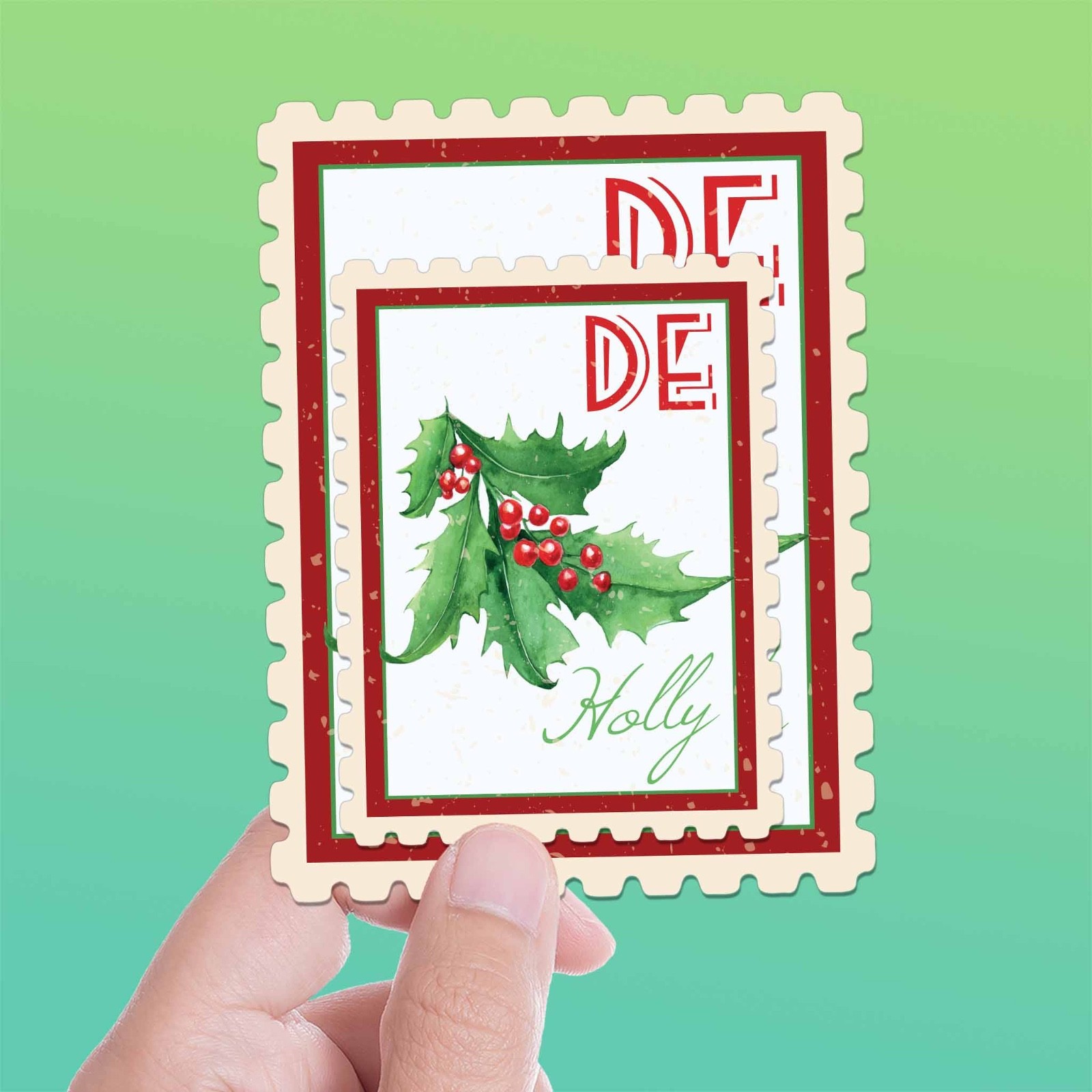 Delaware State Tree Holly Sticker – DE Vintage Stamp Decal