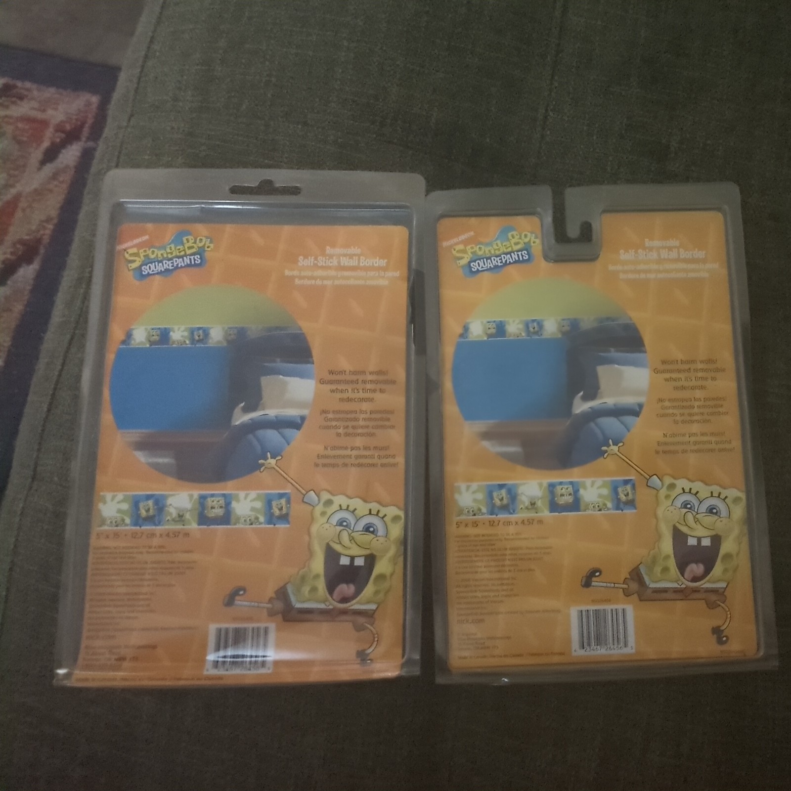 New In Package 2008 Nickelodeon SpongeBob SquarePants Self stick wall border x2