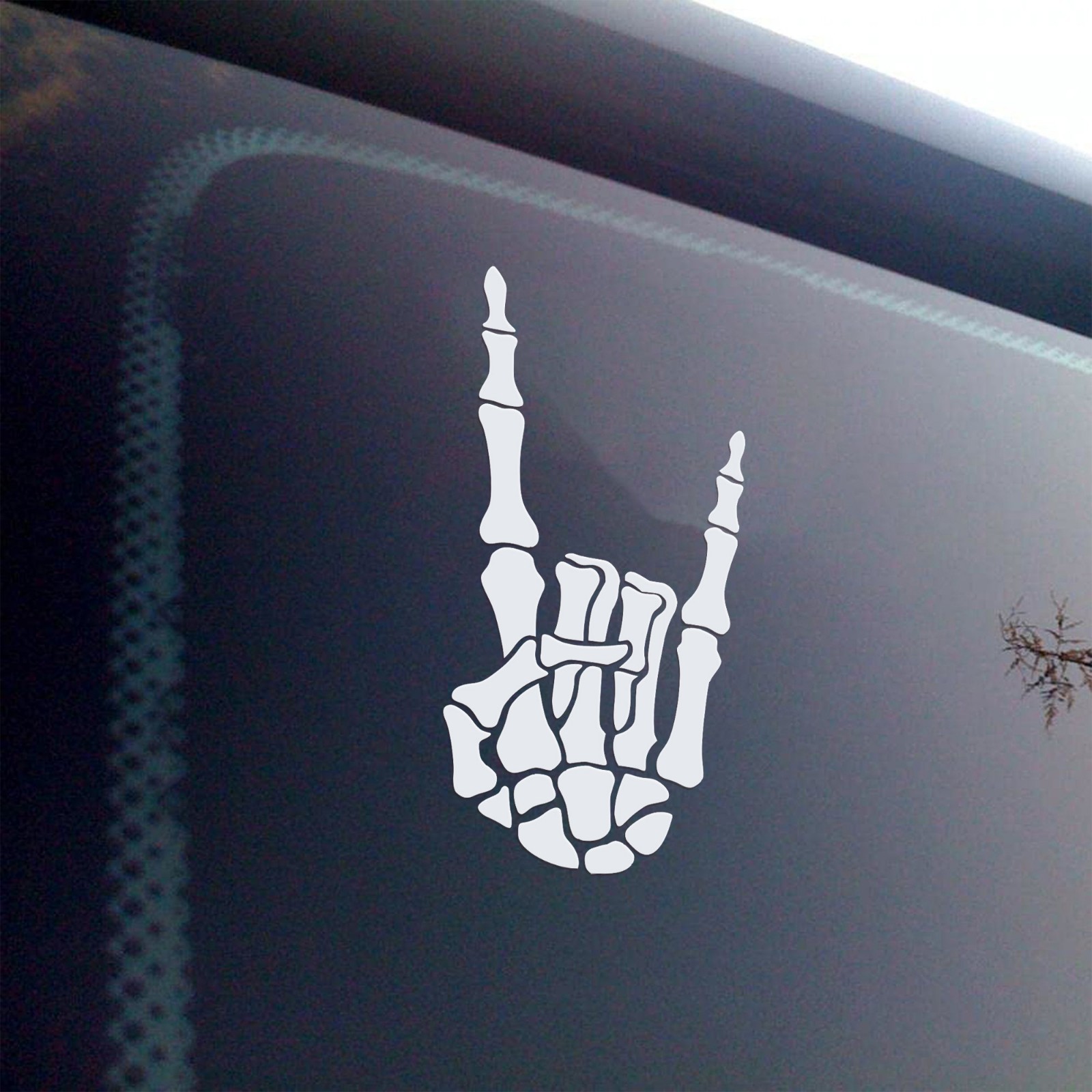 Skeleton Hand Devil Horns Vinyl Decal – Heavy Metal Rock Punk Gothic Sticker
