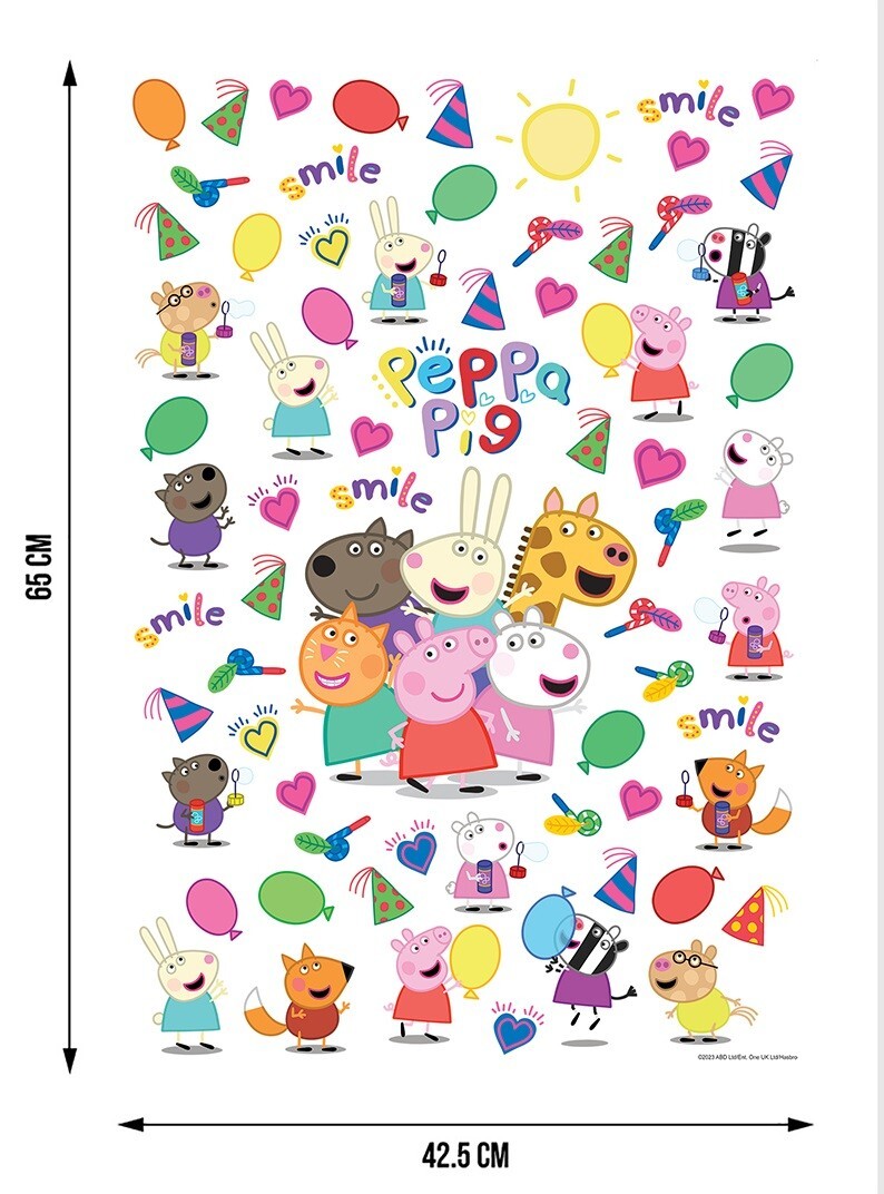 Peppa Pig Wall Stickers Set toddler room 65×42.5cm Kids Bedroom Nursery Decals