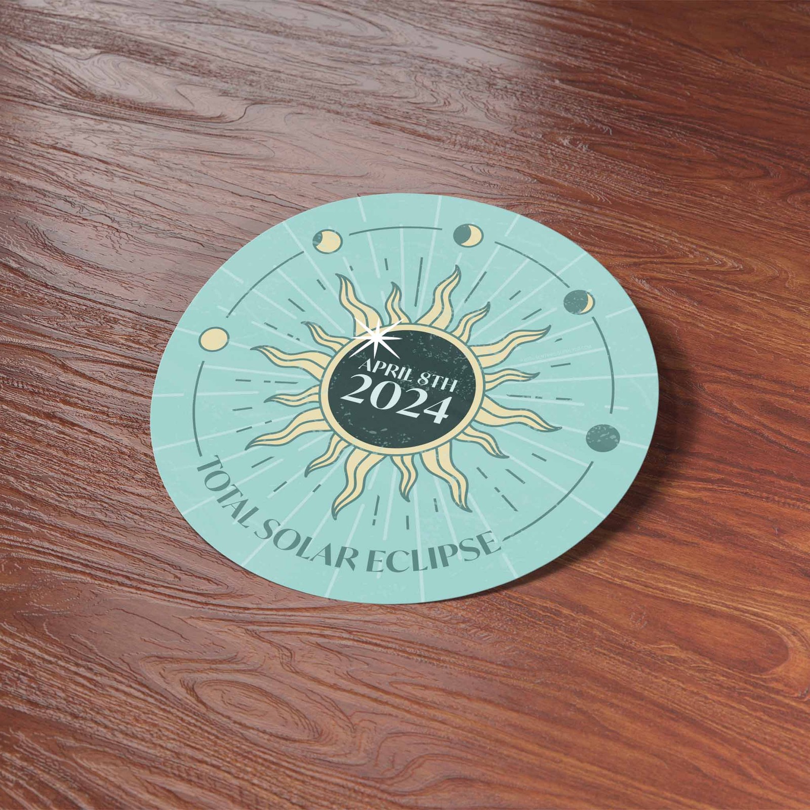 2024 Solar Eclipse Sticker, Mint Green- Cute Decal for Water Bottle or Laptop
