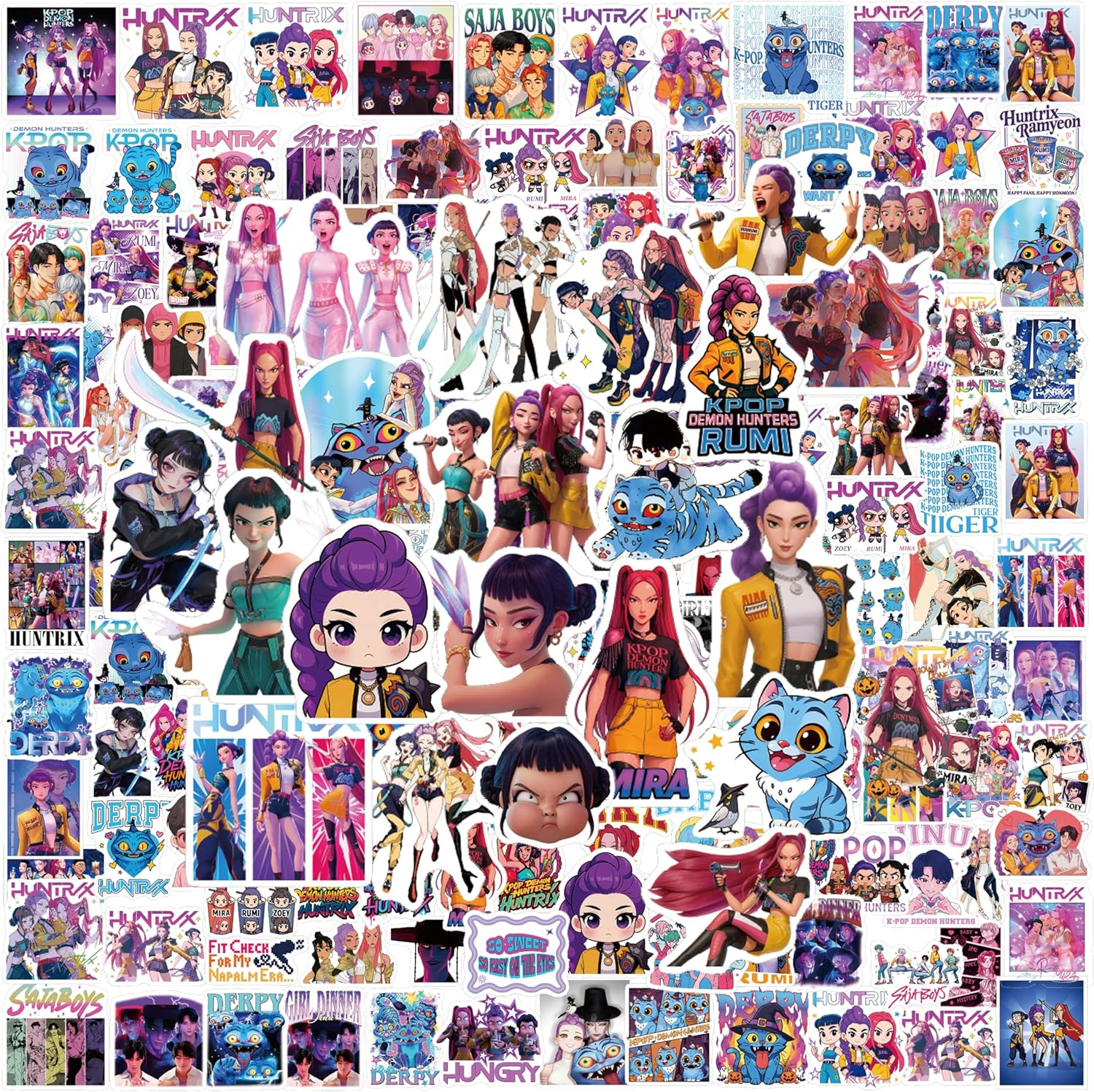 400Pcs Demon Hunters Birthday Decorations – Cute Kawaii Girl Group Decal Pack