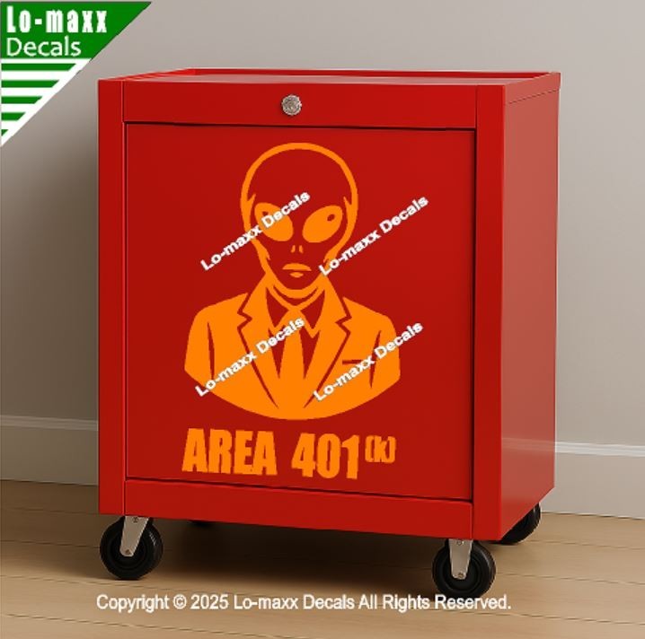 Alien Area 401K Business Man Vinyl Decal Sticker Die Cut Avery Dennison Laptop