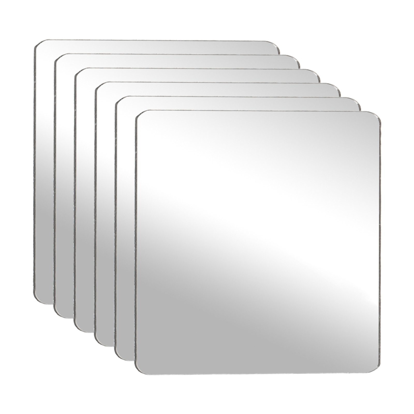 6Pcs Acrylic Mirror Sheet, 1.6" Square Self Adhesive Mirror