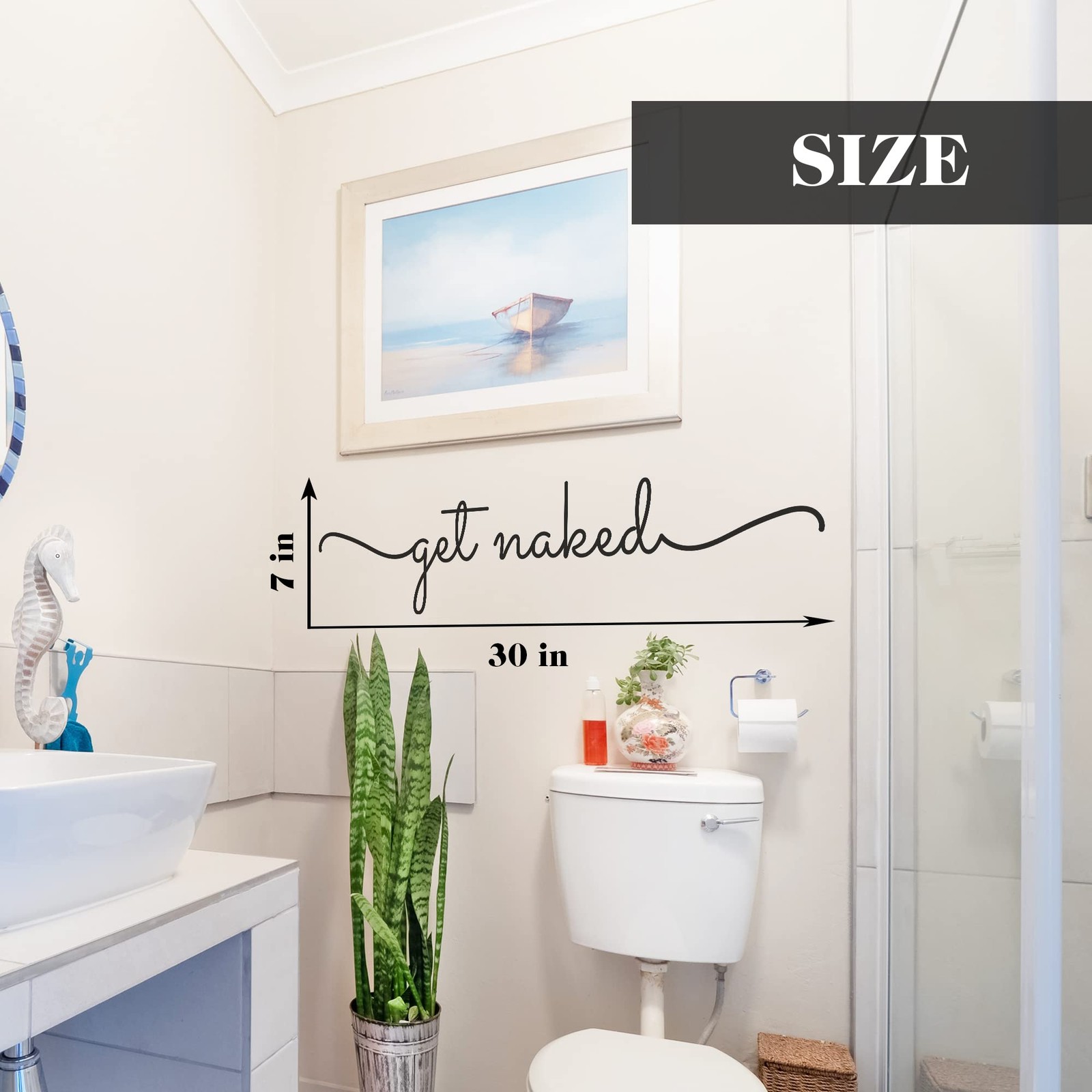 Large Naked 2 Funny Bathroom Wall Decal for Home Bathroom Decor Family Quote …