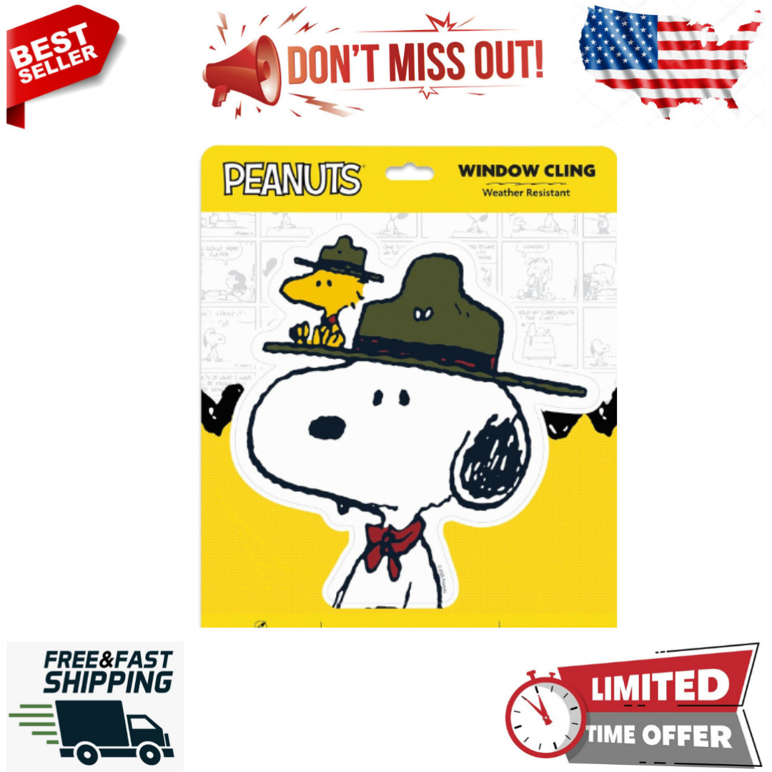 Peanuts Camp Snoopy Adhesive Vinyl Decal – Fun Snoopy and Woodstock Sticker for