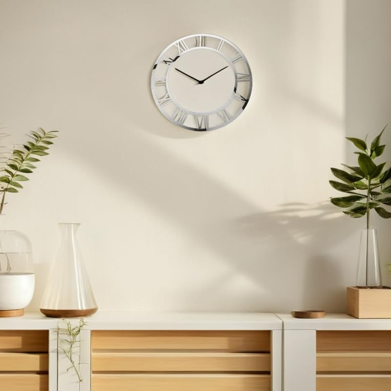 2pcs Roman Numeral Wall Clock Sticker Acrylic Mirror Clock Dial Decal for Ent…