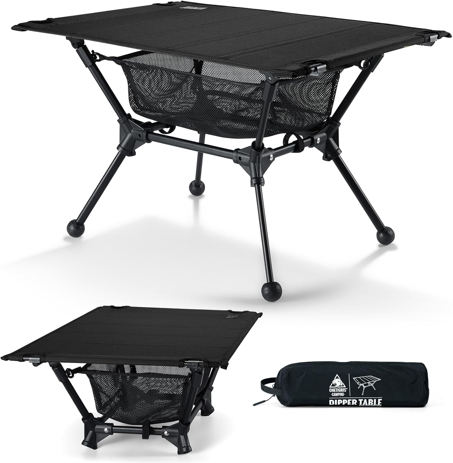 Dipper Camping Table, Lightweight Portable Folding Table with Mesh Storage Net,