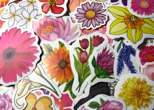 10 bold color Flower sticker set, flower scrapbooking, flower decal, flower gift