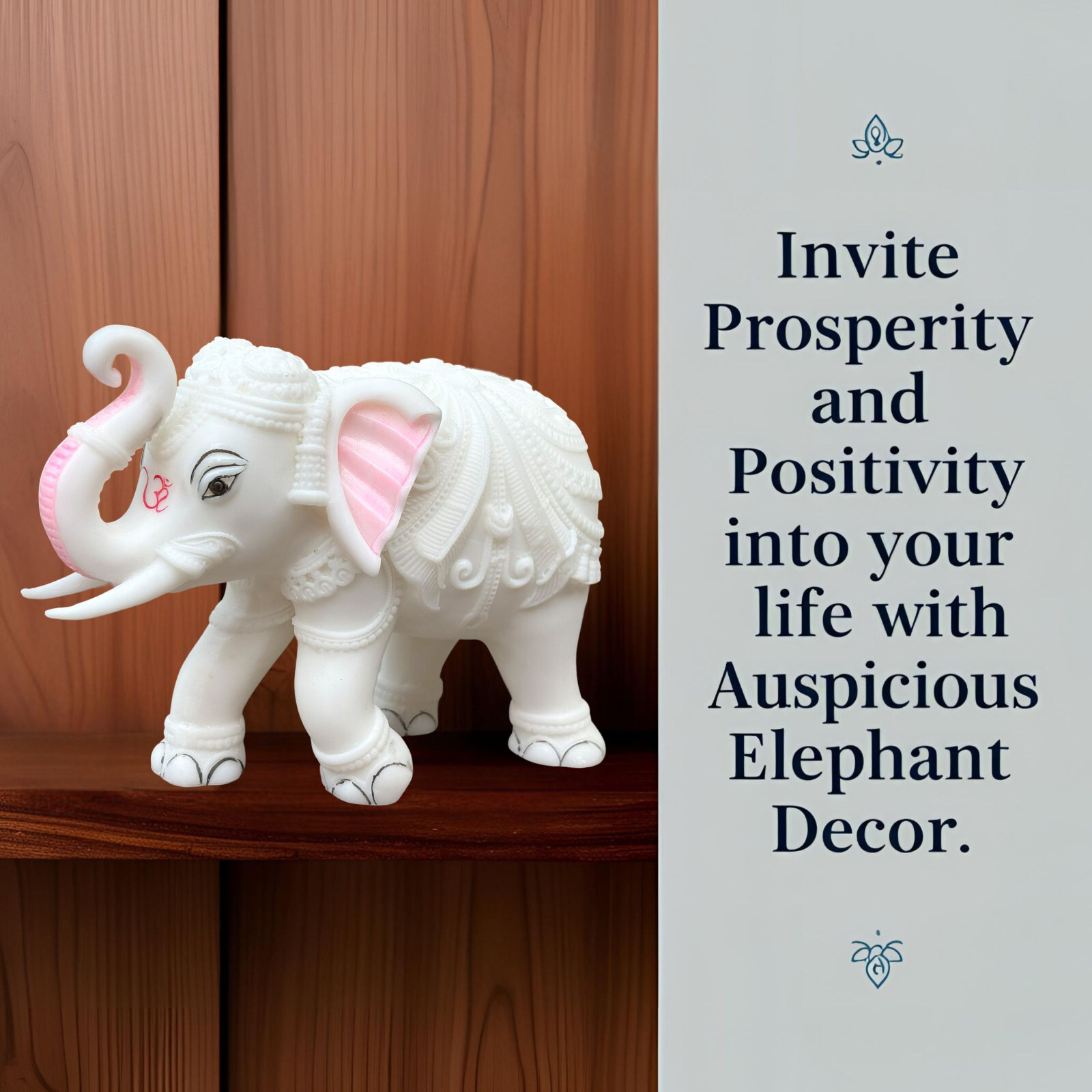 White Marble Elephant Statue Pair 5×6 Inches, Trunk Up Decorative Elephant Idols