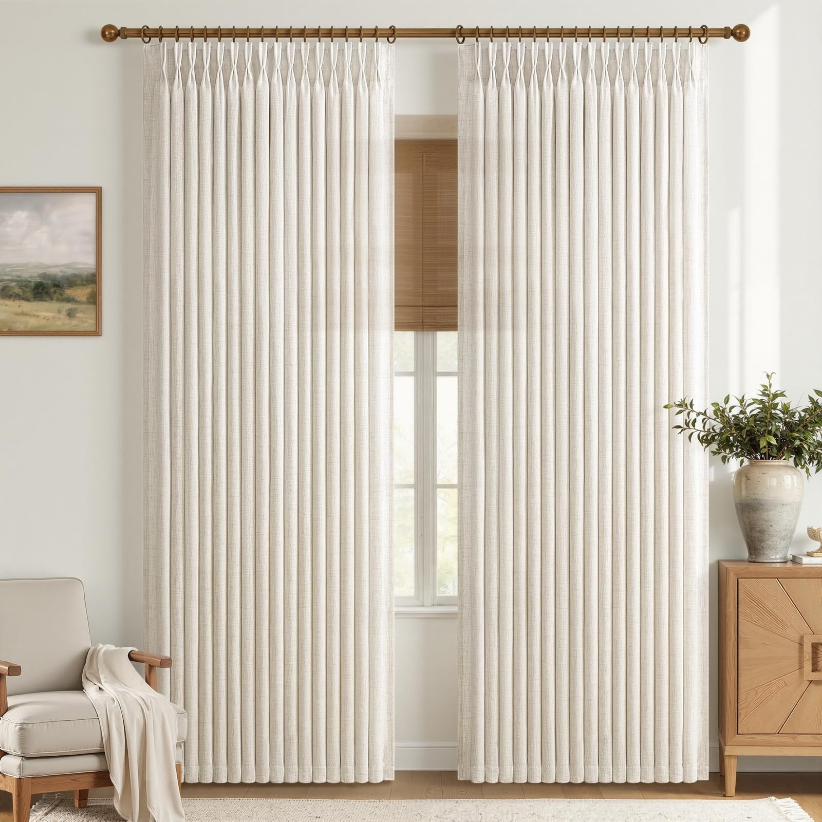 Pleated Birch 92 Inch Curtains for Living Room 2 Panels Set, Memory Shape Thi…