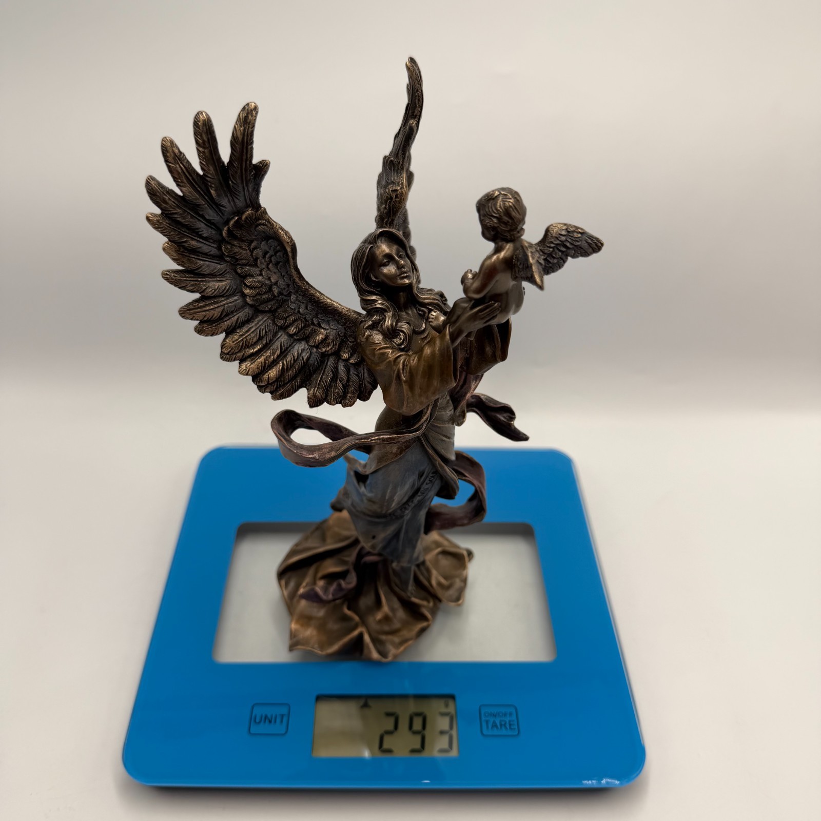 Maat Goddess Figurine Bronze Finish Egyptian Statue Winged Decor 21 cm