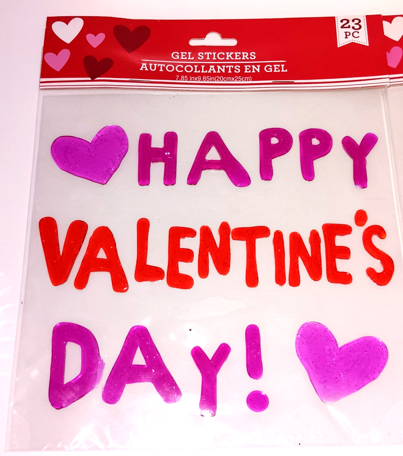 NEW Valentines Day Love Hearts Glittery Sparkle Window Gel Clings Decor 31 pc.