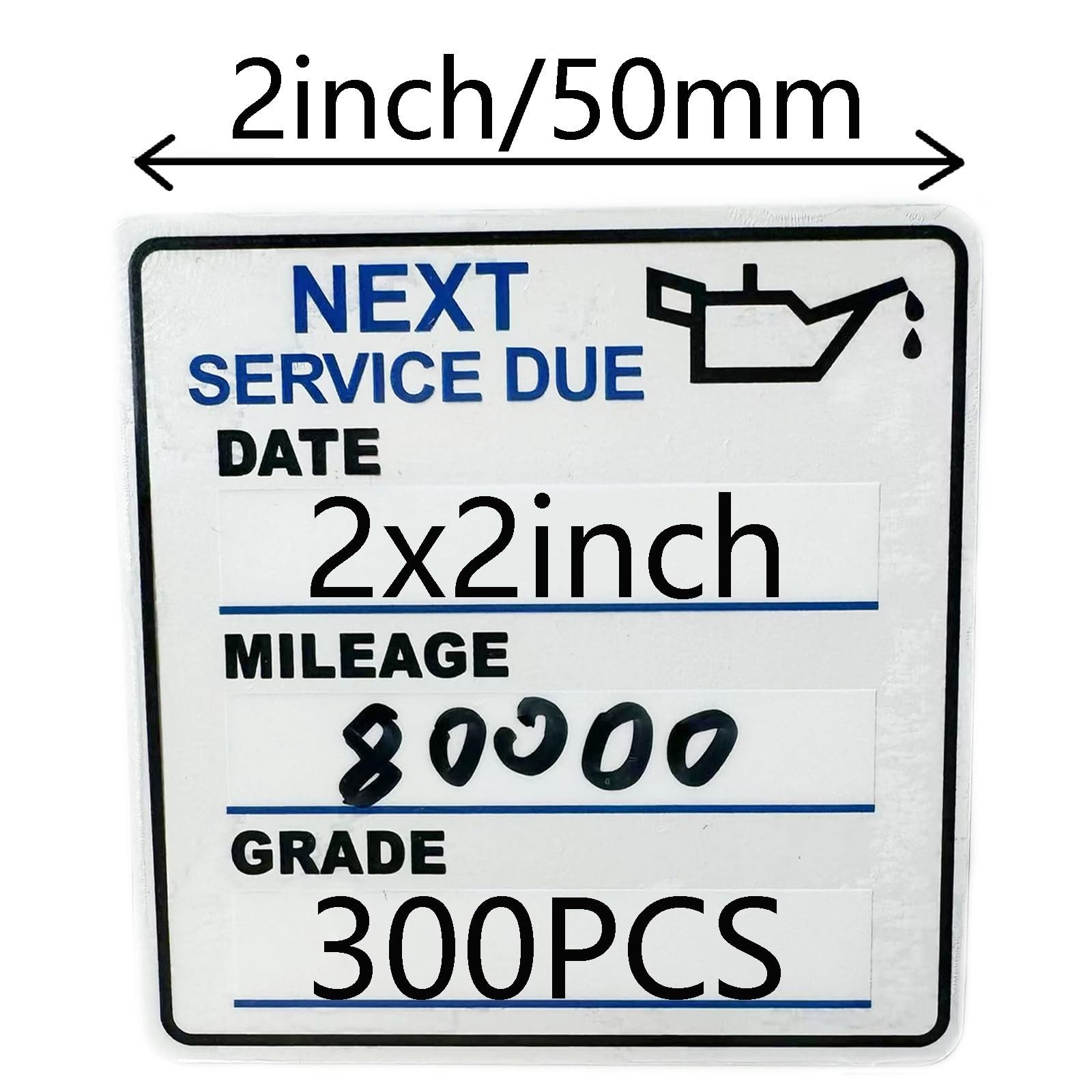 Oil Change Stickers，300pcs 2×2 inch Oil Change Stickers for windscreen Easy …
