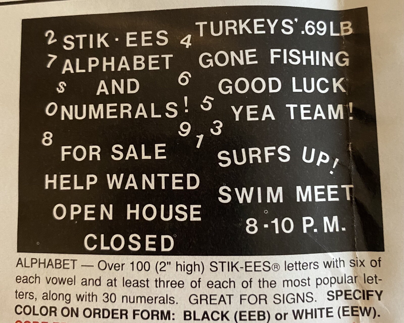 White 2 inch Letters & Numbers Window Clings Vintage Stik-EES Vinyl Decals NEW