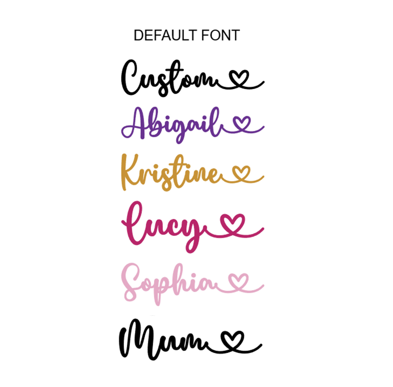 CUSTOM NAME with heart Personalised Text Waterproof sticker Kids School Yeti