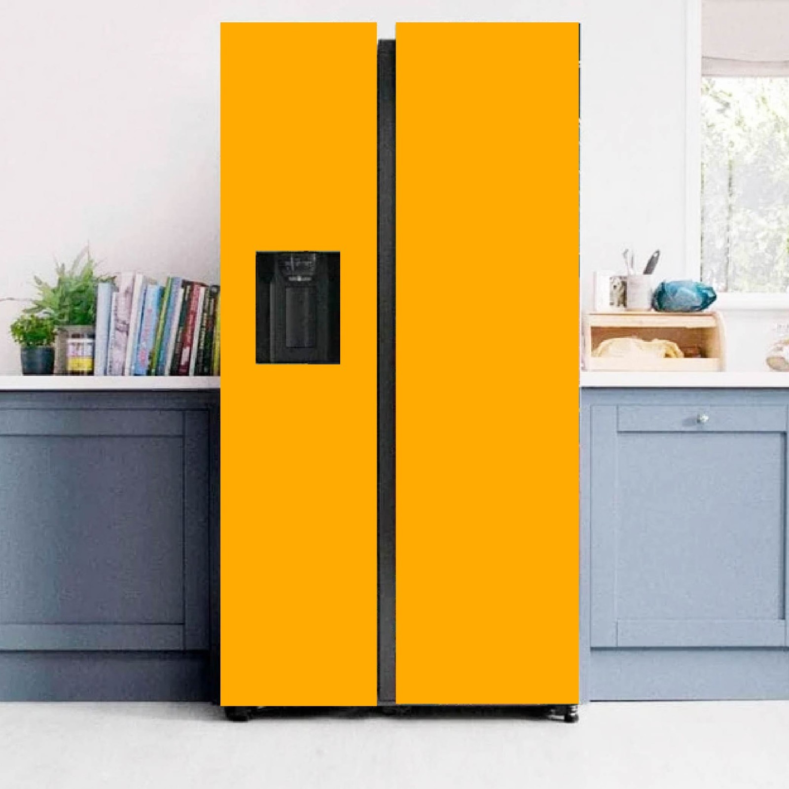 Yellow Solid Color Refrigerator Wrap Waterproof Vinyl Cover