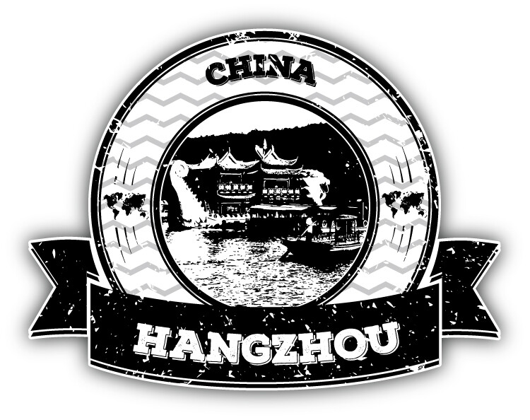 Hangzhou China Grunge Rubber Stamp Travel Car Bumper Sticker Decal
