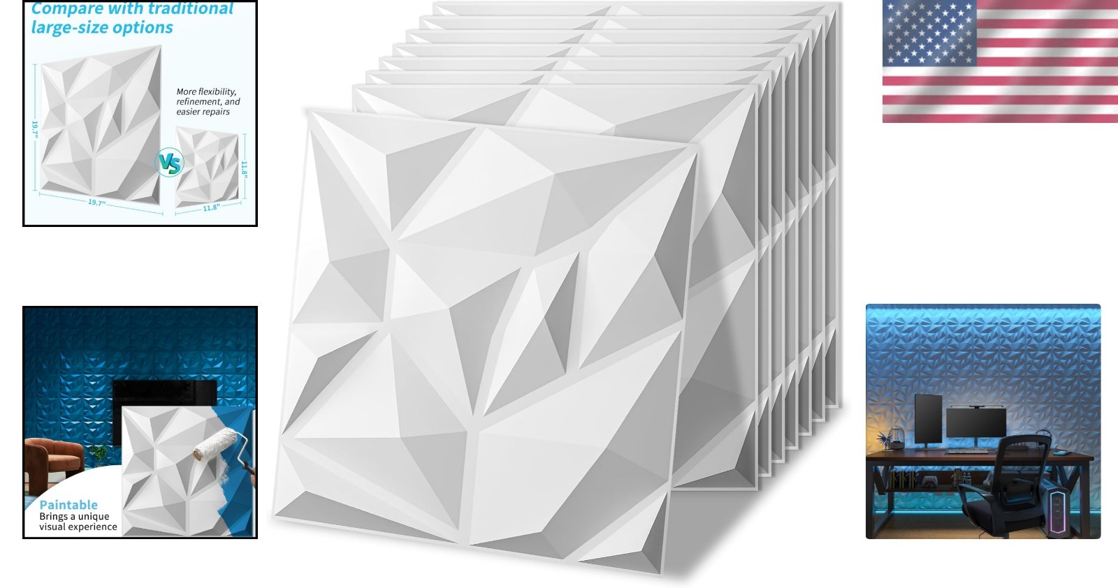 Versatile 20 Pack 3D Wall Panels in Frost White – 19 Sq. Ft. Coverage Included
