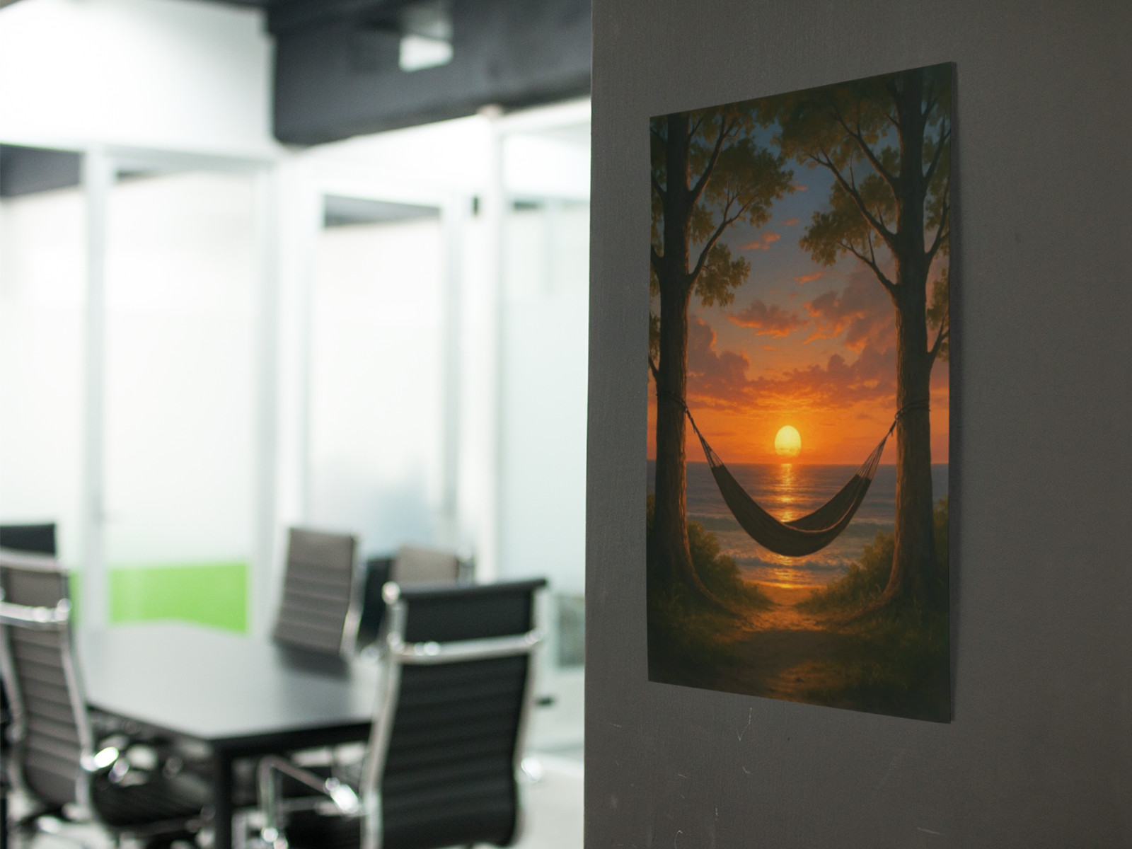 OCEAN Hammock Sunset View Wall Graphic Vinyl Decal Poster (Removable Adhesive)