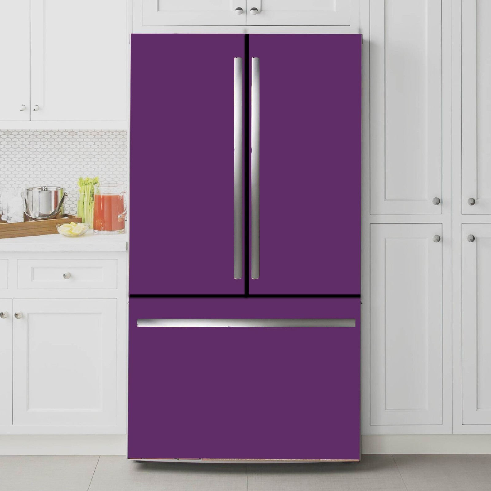 Purple Solid Color Fridge Vinyl Wrap for Modern Kitchens