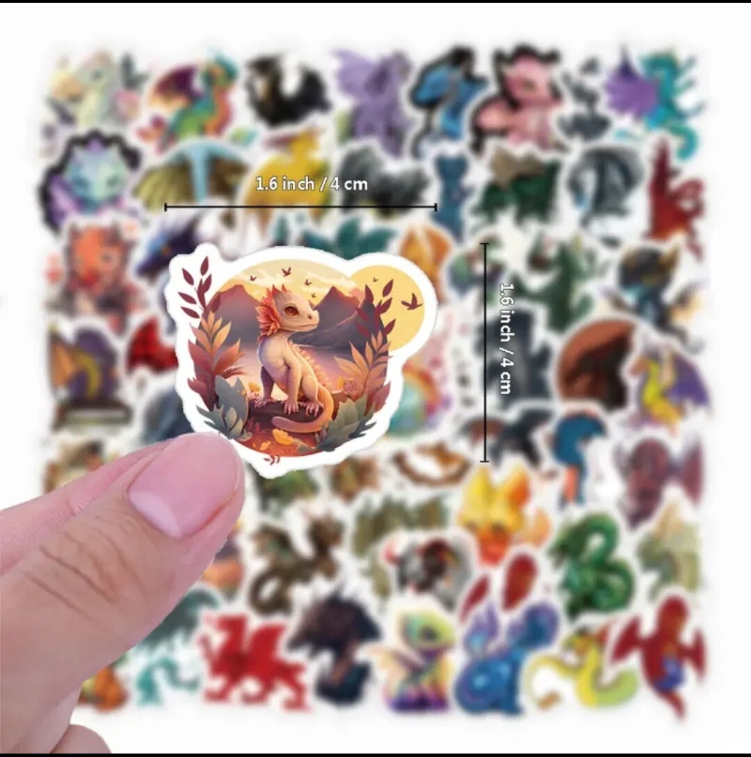 20 PCS Dragons Realistic & Cartoon Fantasy Creatures Stickers BRAND NEW