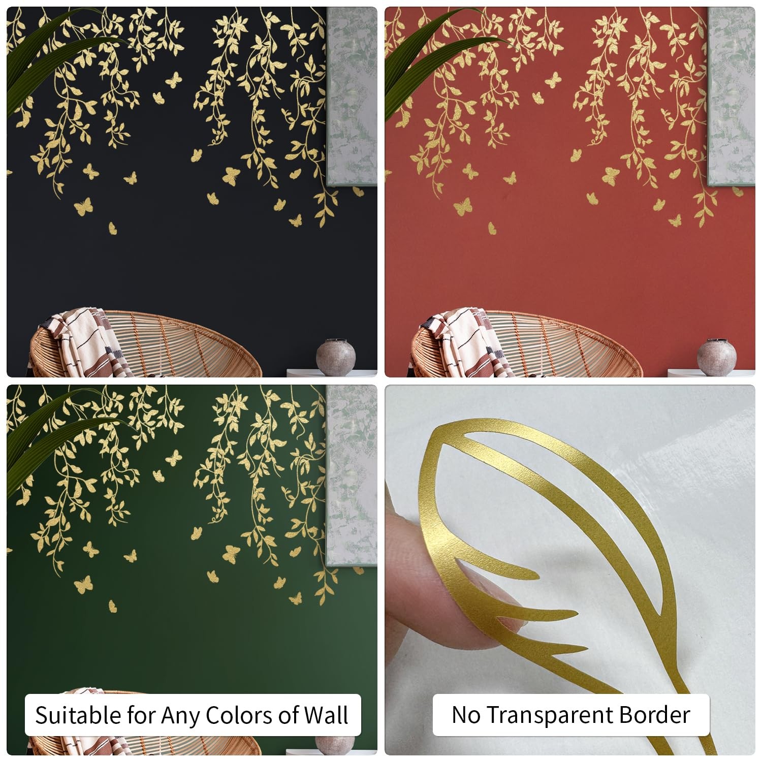 Flortlias Gold Metallic Wall Decals Peel and Stick Large Wall Stickers Large …