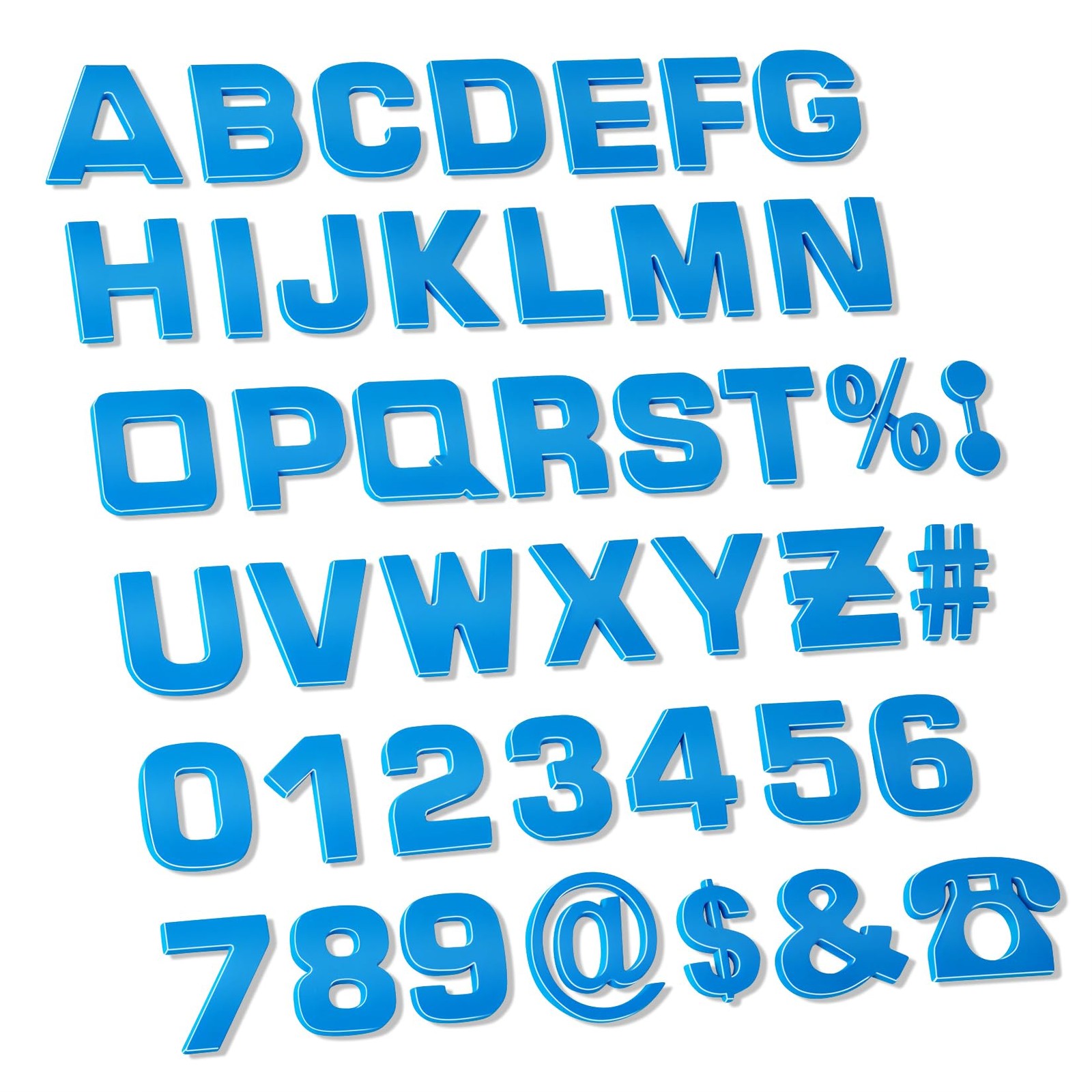 43 Pcs 1.73" 3D Car Letter Decals Emblem Adhesive Number Symbol Badge Stickers