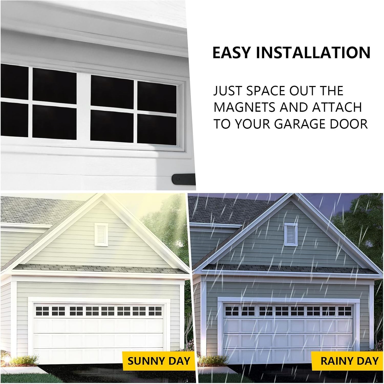 32Pack 2 Car Garage Kits Magnetic Panels Sheets Fake Faux Magnetic Windows Hardw