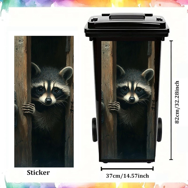 Animal Pattern Trash Can Decal Funny DIY Sticker Large Bin Decor Outdoor Use