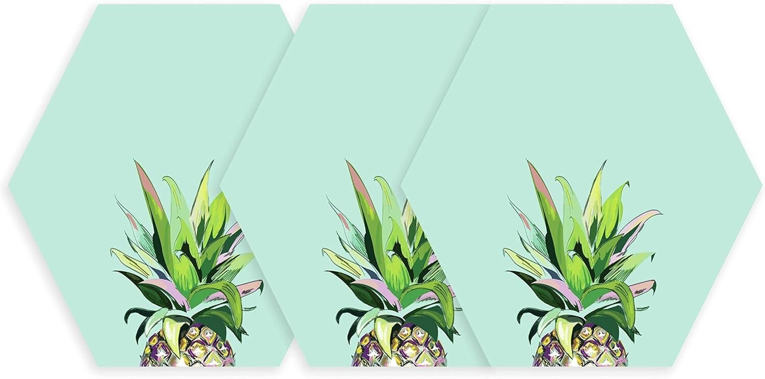 RoomMates Wall Decals Pineapple Crown 3-Pk Dry Erase Hexagon Peel And Stick