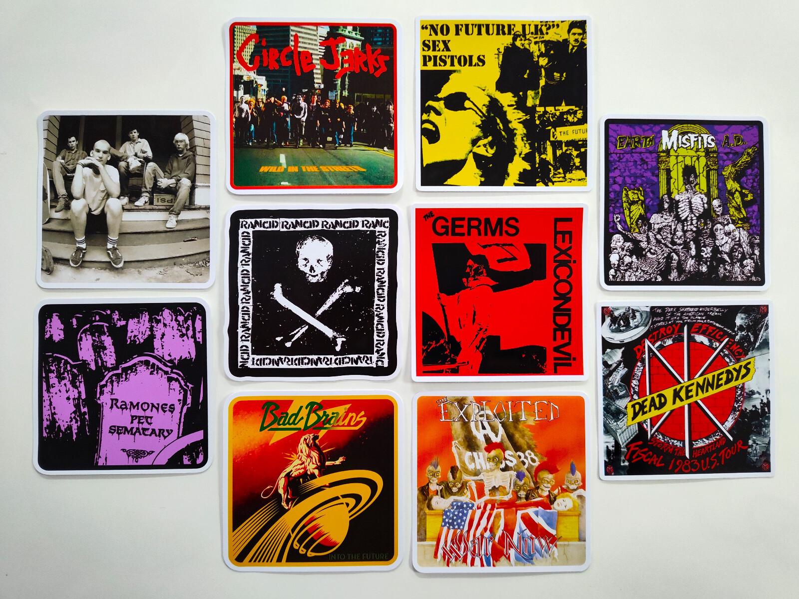 Punk Vinyl Sticker Lot (10 Stickers) SET 16 rock band crust hardcore ska emo oi!