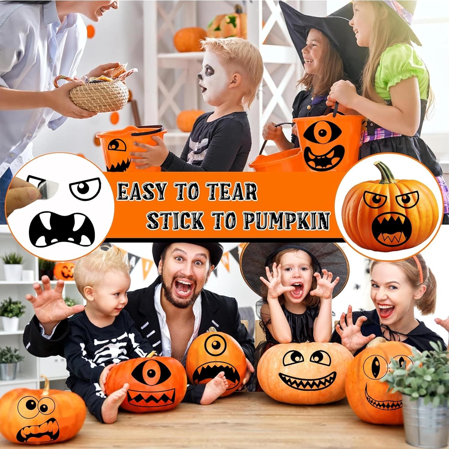 30 Pcs Halloween Monster Faces Stickers Vinyl Decals DIY Craft Vinyl Art Stic…