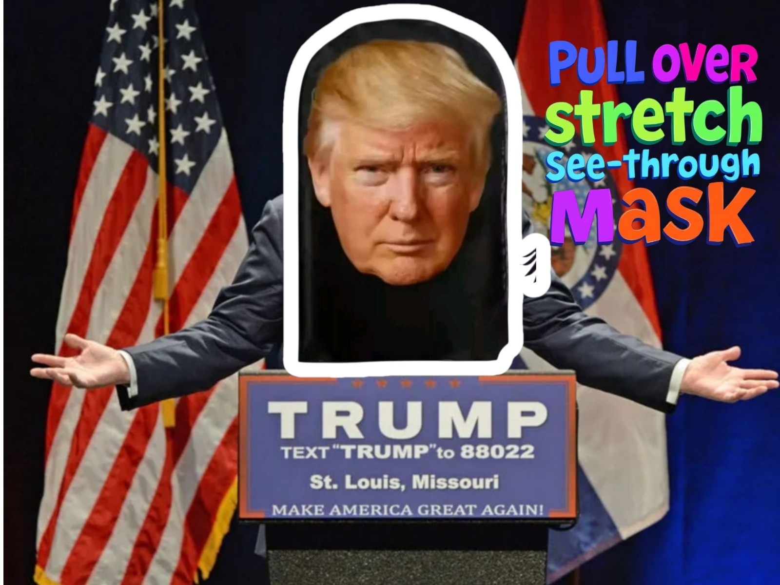Choice of 1x- President Donald Trump Costume Cosplay Mesh Stretch Full Face Mask