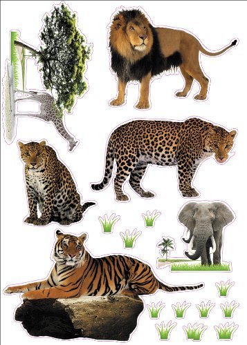 Wild Animals Artwork Kids Living Room Decor Wall Sticker Decal 15"W X 23"H