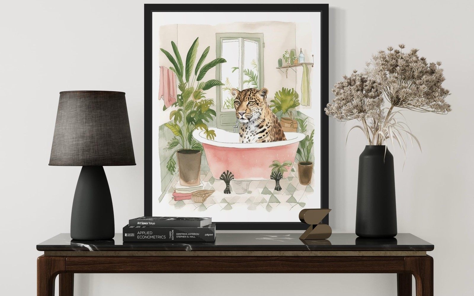 Leopard 1 Wall Art Poster Print, Animal Bathtub Pictures Restroom Wall Art Pa…
