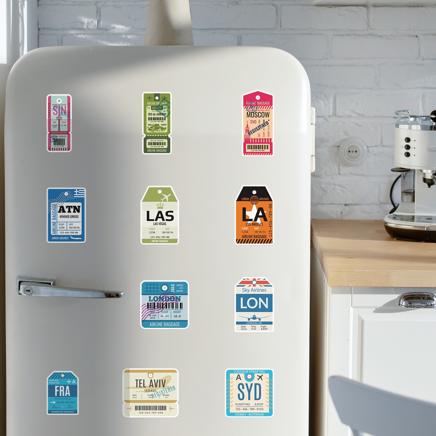 50 Pcs Stickers Boarding Pass Travel Trip Skateboard Luggage Phone Car Fridge