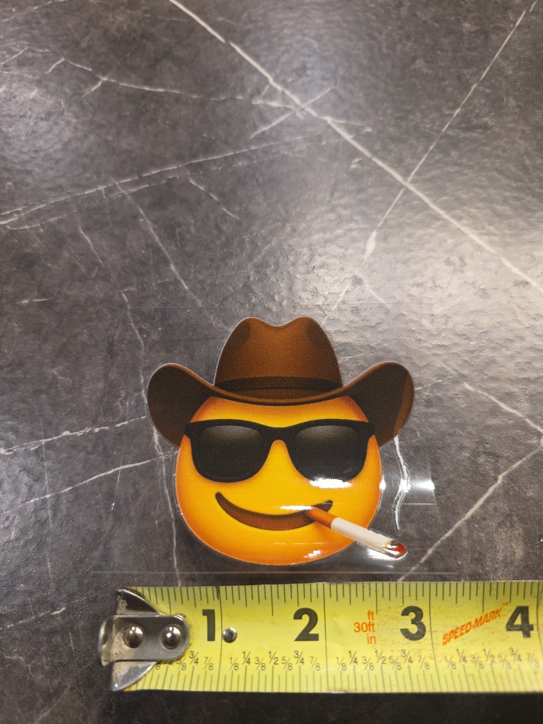 Cowboys Smiley Face Emoji Smoking UVDTF Raised Decal Sticker Waterproof Color