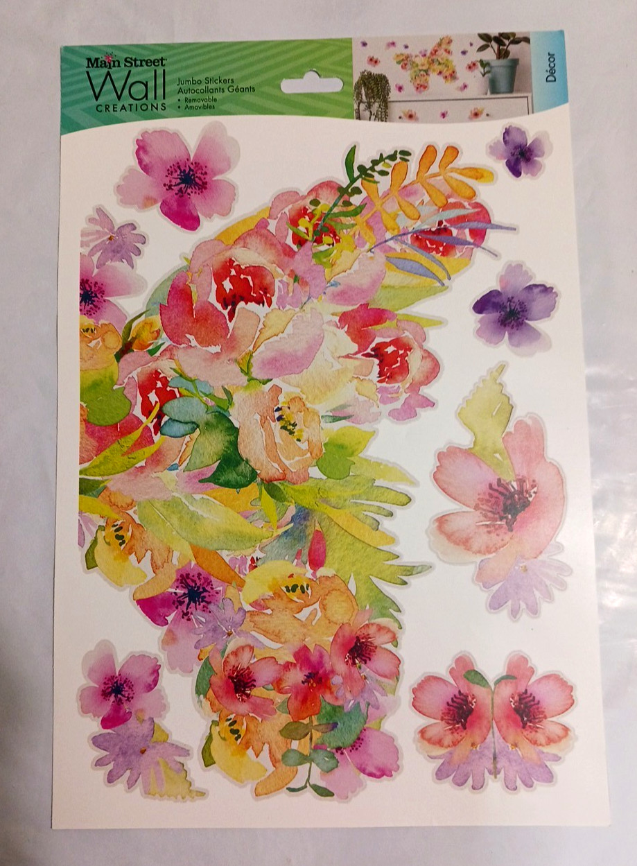 Large flower wall decal lot of 6 packs decals stickers floral decoration. peel +