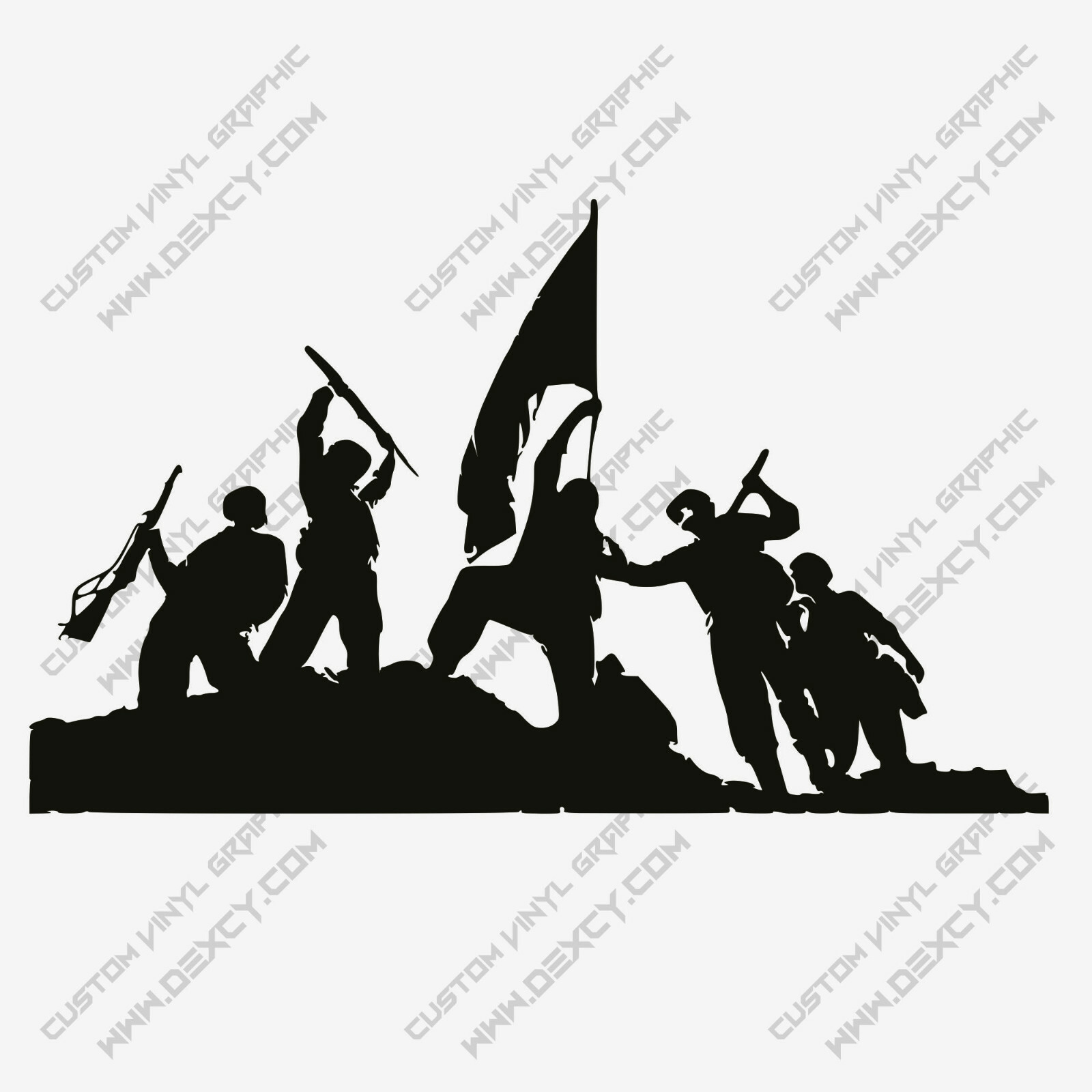 MILITARY SOLDIERS with US Flag Vinyl DECAL Army STICKER Car, Window, Wall Decor
