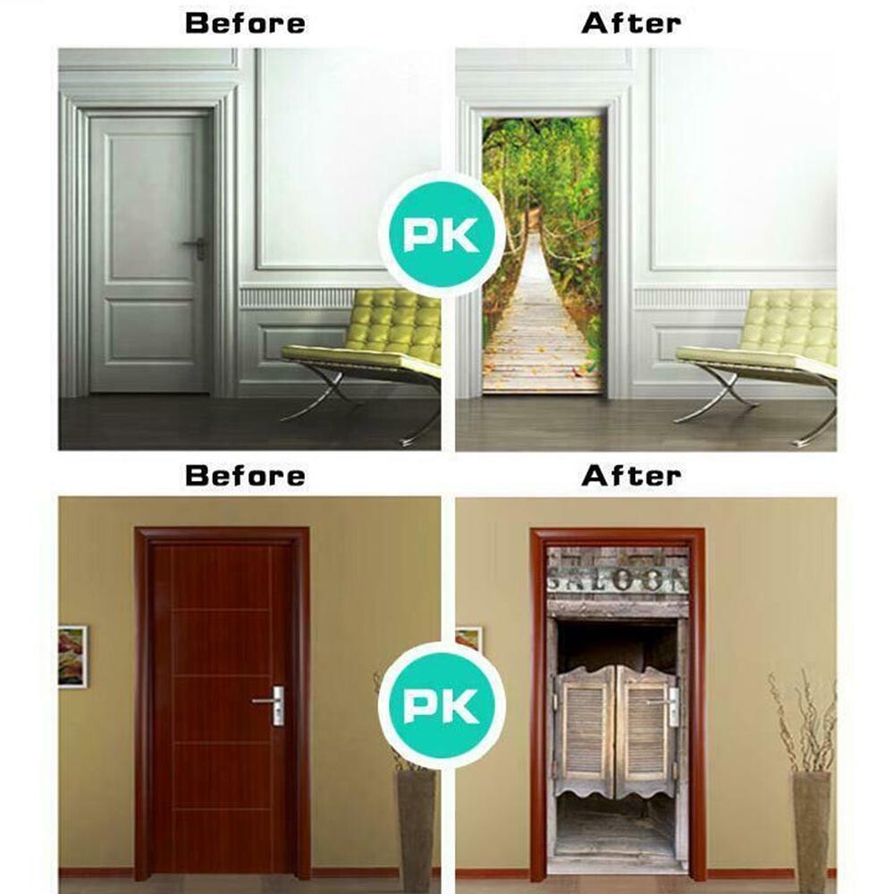 1KIT Convenient Wall Sticker Door Home Living Room Murals PVC Removable