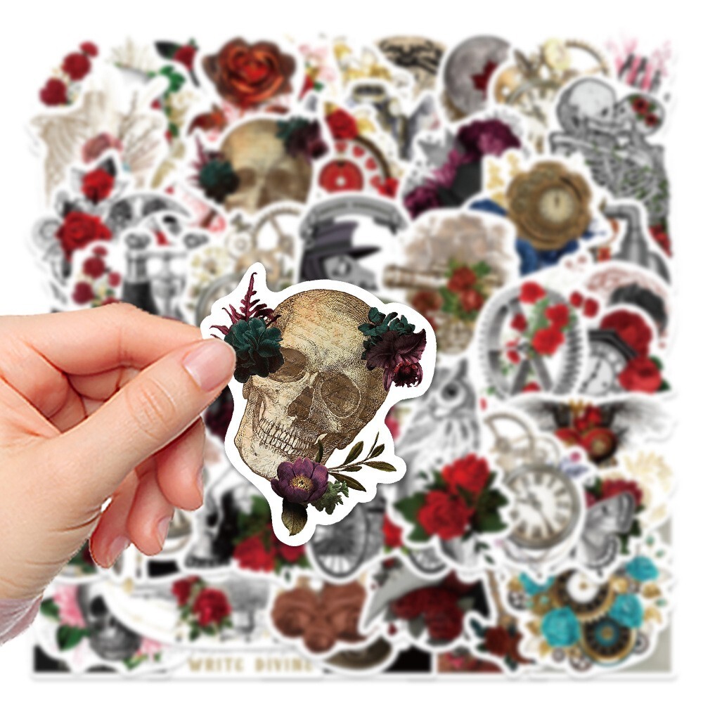 50pcs RETRO ROSE Vintage Stickers, Aesthetic Clock Furniture Owl Flowers, #222