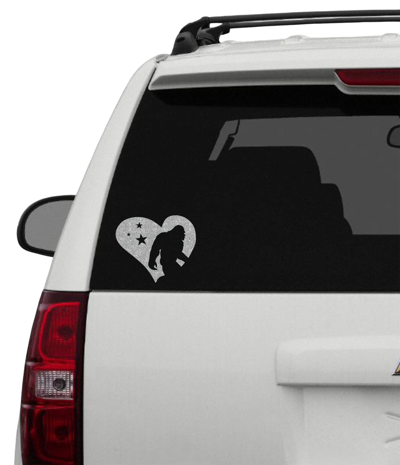 Big Foot Sasquatch Yeti Heart Decal Sticker Car Truck SUV Wall Laptop Tablet