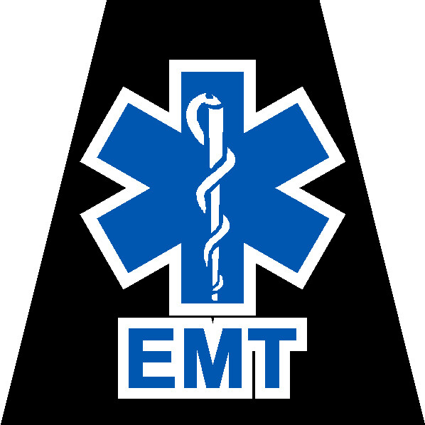 Reflective Black EMS EMT PARAMEDIC AEMT Interm Tetrahedron Helmet Decal You Pick