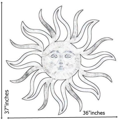 Modern Sun Metal Wall Decor Indoor Outdoor Sculpture