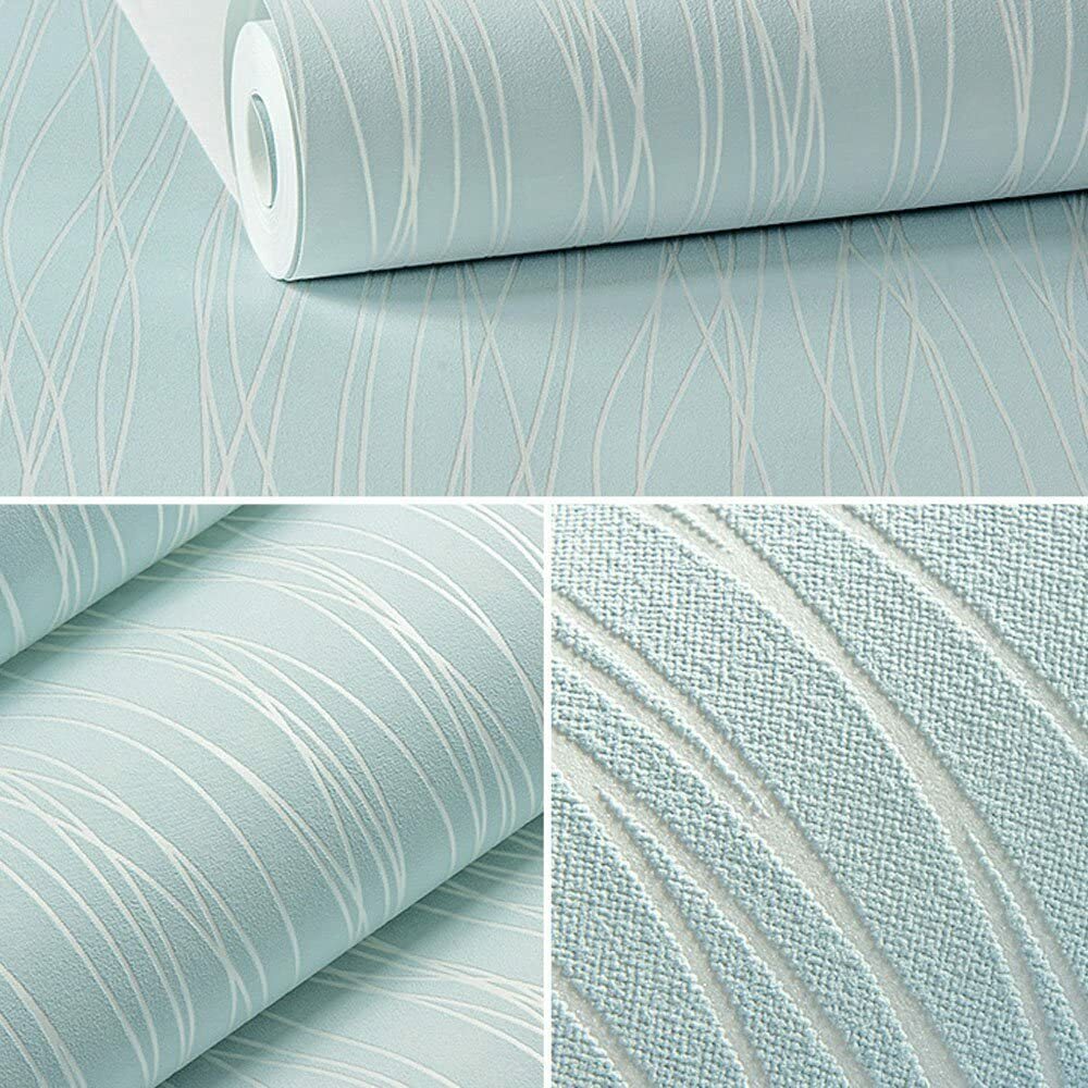 10M 3D Textured Wallpaper Roll Non-Woven Plain Stripe Wall Sticker for Bedroom