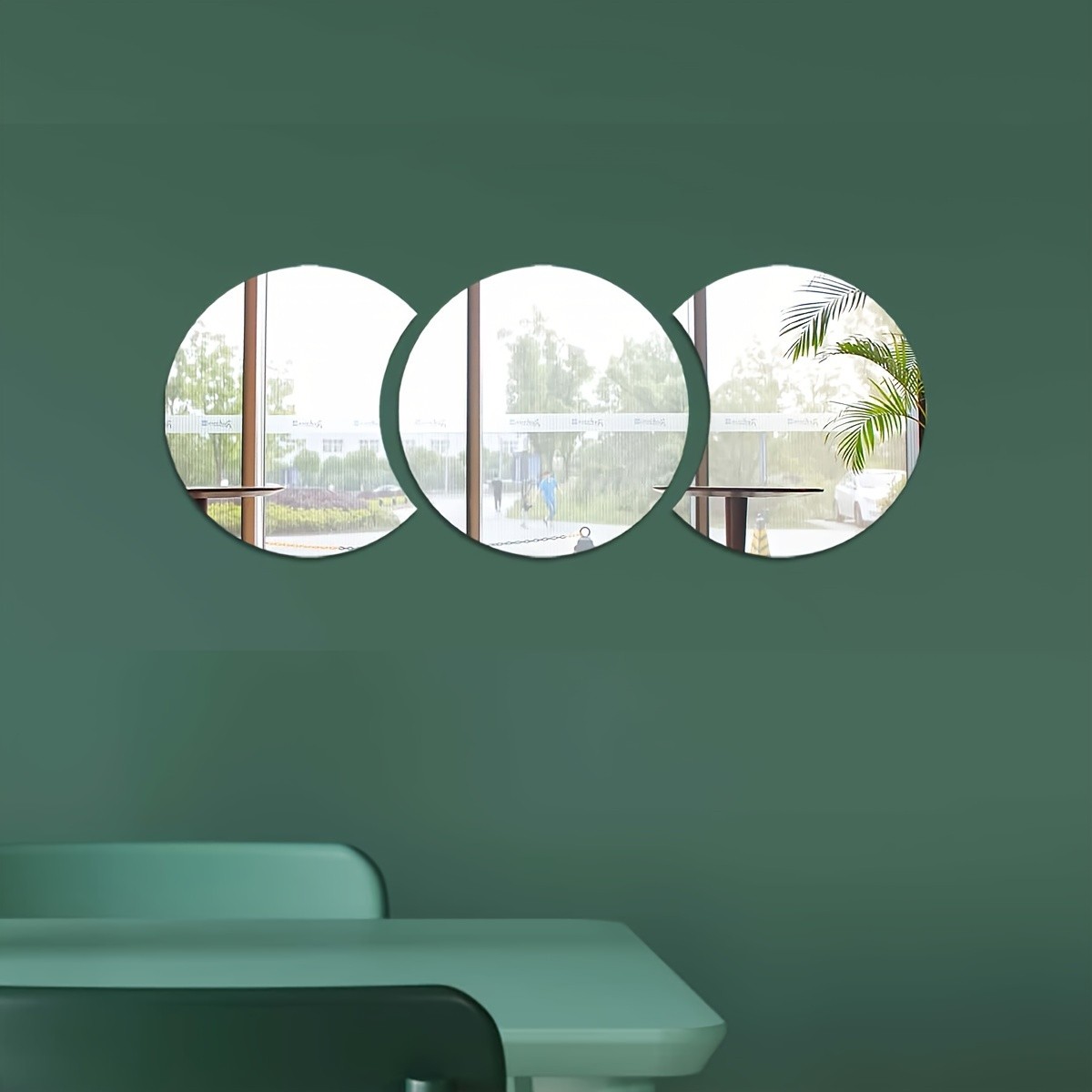 Vertical Stacked Round Mirror Decal Lightweight Safe Modern Living Room Wall Art