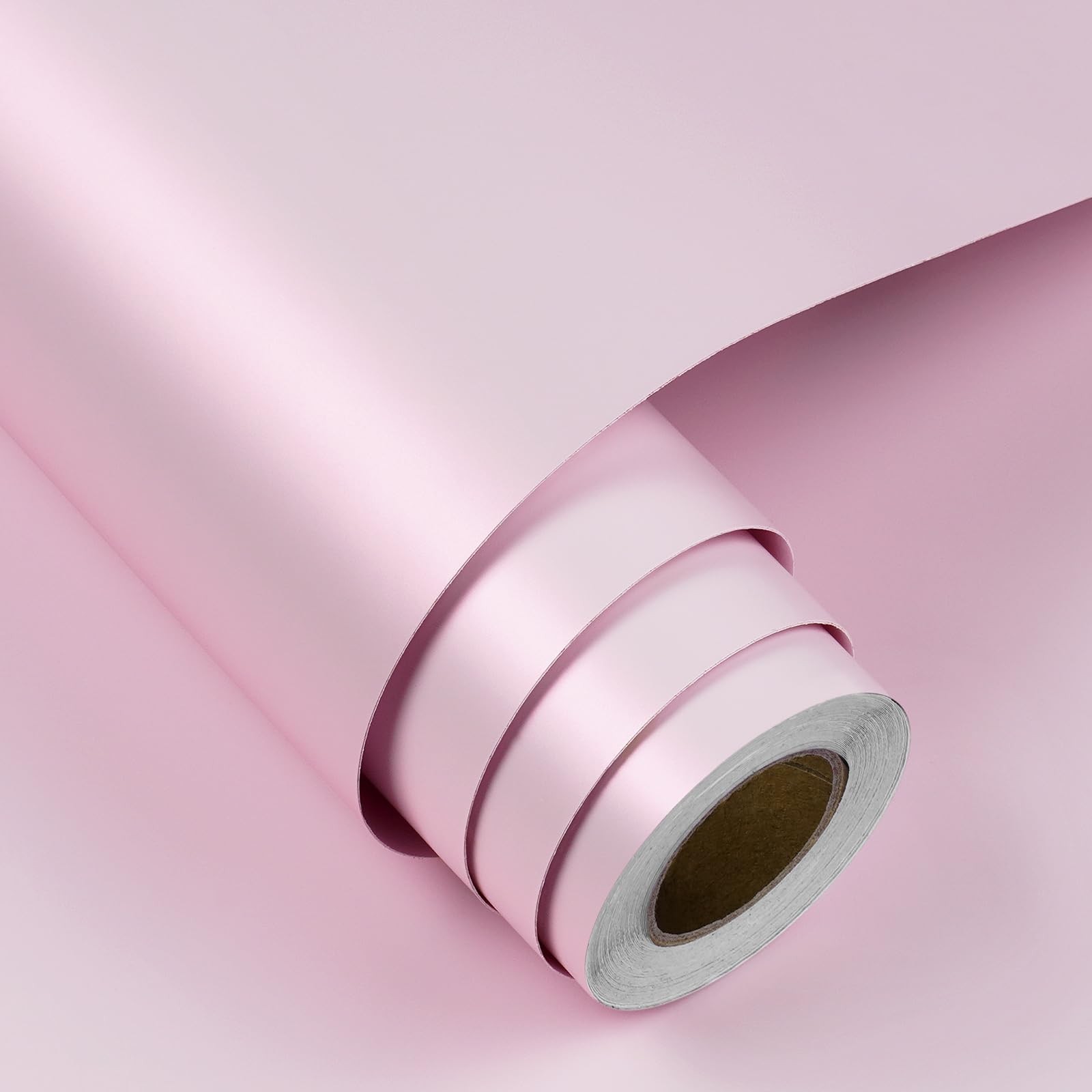FunStick Satin Light Pink Wallpaper Peel and Stick Thick Pink Contact Paper f…
