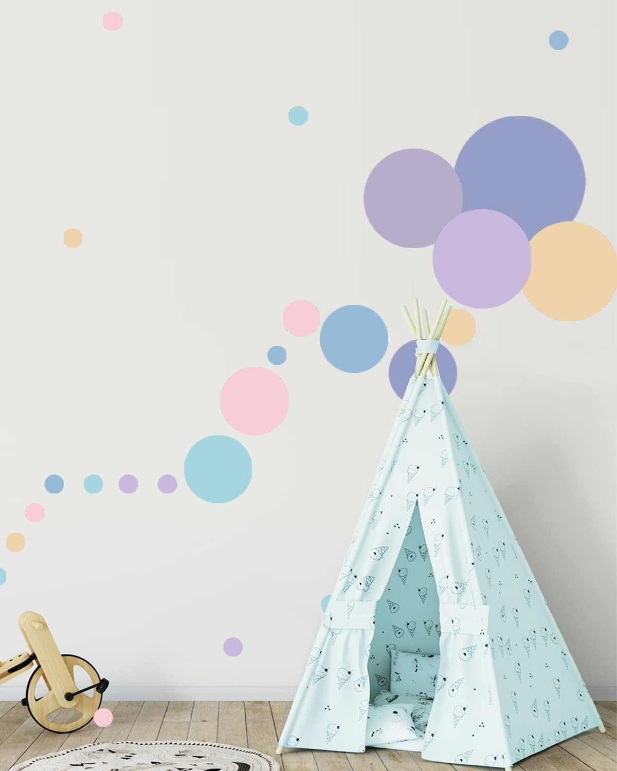 Multicolor Dots Wall Stickers Peel and Stick Vinyl Big Circle Wall Decals for Ne